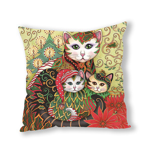 Gran <span class=keywords><strong>oferta</strong></span> 2025, <span class=keywords><strong>funda</strong></span> de almohada con estampado de gato de estilo de pintura al óleo de felpa, <span class=keywords><strong>funda</strong></span> nórdica abstracta para sofá y coche - Product Image 2