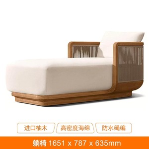 Natural Teak Wood <b>Rattan</b> Woven Outdoor Furniture Set UV Proof Waterproof Garden Sectional <b>Sofa</b> Armchair Side Table For Backyard - Product Image 6
