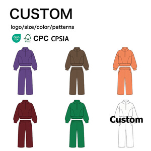 Conjunto Deportivo para Niñas: Sudadera con Cuello Alto y Cierre de Cremallera, Pantalones Anchos con Bolsillos Laterales, Cumple con los Estándares, Color y Talla Personalizables - Product Image 1