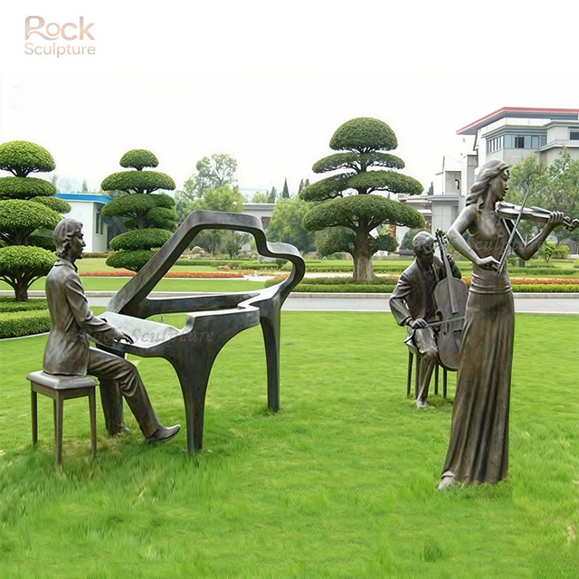 Custom High Quality Playing Music Metal Art Piano Garden Bronze Sculpture Statue for Park or Yard