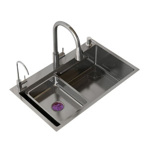 Lavello da Cucina Moderno Nero in Acciaio Inox 304 Fatto a Mano, a Tre Fori, Multifunzione, Vasca Singola, da Incasso, Facile da Pulire, Finitura Spazzolata - Product Image 4