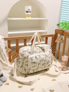 Organizador de Pañales de Tela de Algodón Acolchado con Bonito Estampado de Oso de Dibujos Animados, Bolsa de Pañales para Bebé y Mamá - Product Image 1