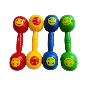Wholesale Smiley Face Plastic <b>Dumbbell</b> Hand Shake Bells Orff Percussion Instrument For Kids Morning Exercise - Product Image 1