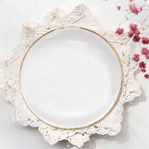 Juego de Platos Blancos de Porcelana Fina, Juego de Platos Redondos con Borde Dorado, Vajilla de Porcelana para Eventos, Catering y Alquiler - Product Image 6
