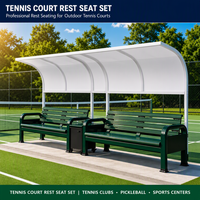 Ensemble de bancs en alliage d'aluminium avec auvent pare-soleil, sièges extérieurs pour terrains de sport, avec seau de rangement et table basse, résistant aux intempéries
