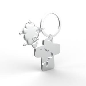 Designer Fashion Mini Pearl Silver Cute Cross Sheep Key boucle Metal Crafts Keyholder pour étiquette de bagage - Product Image 3