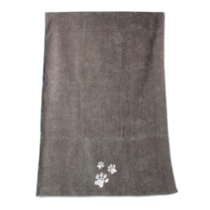 Toalla de Baño para Mascotas de Microfibra Suave, Gris, con Estampado de Huellas Bordadas, Rectangular, Estilo Simple, para Uso en el Baño - Product Image 2