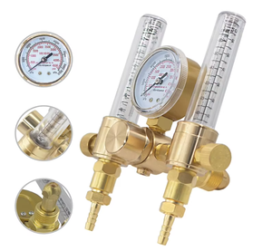 Medidor de Flujo y Regulador de Argón CO2, Medidor de Flujo de Argón CO2 de Doble Salida para Soldador MIG TIG 0-60CFH Entrada CGA580 - Product Image 3