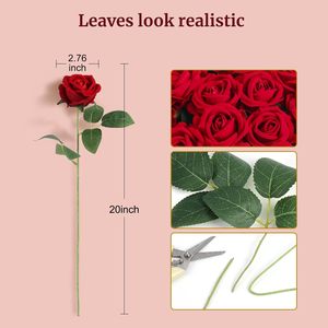 زهور وردية اصطناعية مخصصة بالجملة، زهور وردية مخملية اصطناعية، زهور اصطناعية - Product Image 5