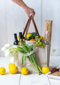 Bolsa de compras de lona de 7 bolsillos biodegradable ecológica, bolsa organizadora de almacenamiento de alimentos para Picnic, multibolsillo - Product Image 4