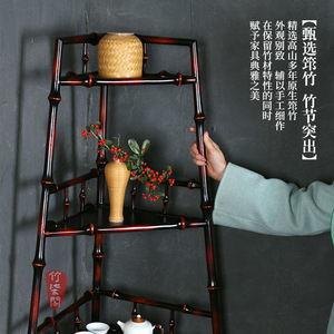 Handmade Bamboo Triangular Display Shelf Freestanding Tea Rack Storage Ornament With Reinforced Support Strong Load Capacity - Product Image 3