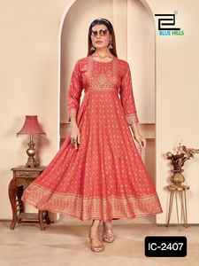 Nueva colección Faux Georgette Anarkali Suit con cuatro lados Fancy Lace Border Mujeres Traje étnico para mujeres Use Sari - Product Image 4