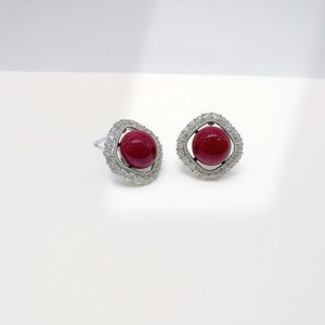 custom plata 925 sterling silver geometric <b>red</b> pearl <b>earring</b> fashion jewelry women classic pendant gemstone fine stud <b>earrings</b> - Product Image 5