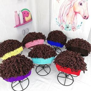 Gorro de bebé de lana de punto de ganchillo de moda de otoño e invierno para niños y niñas, <span class=keywords><strong>peluca</strong></span> gruesa para recién nacidos, pelo Remy de longitud corta - Product Image 5