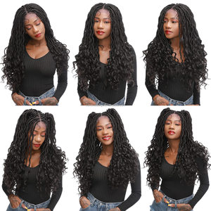 Novità all'ingrosso: Parrucche <span class=keywords><strong>Rasta</strong></span> Bohemian con dreadlock sintetici ricci e trecce cornrow con frontale in pizzo - Product Image 6