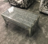 Mousseux meubles en miroir rectangulaire flottant écraser diamant table basse Offre Spéciale