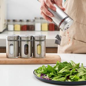 Bottiglia di condimento per ampolla in acciaio inossidabile personalizzato <span class=keywords><strong>villaggio</strong></span> 4oz vetro cucina barattoli di spezie Set pepiera saliera - Product Image 6