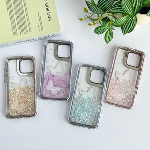 Bướm long lanh sang trọng Bling Epoxy TPU 360 Thiết kế chống sốc Phụ kiện sáng bóng New PC trở lại tùy chỉnh bán buôn điện thoại di động trường hợp - Product Image 3