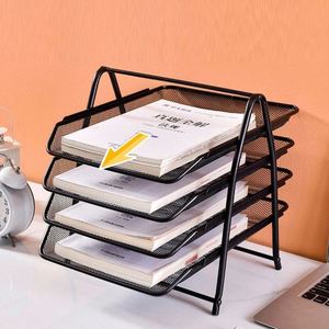 Organisateur de bureau à 4 niveaux en métal, porte-documents en maille, classeur de magazines, support de documents pour le bureau, la maison et l'école - Product Image 2