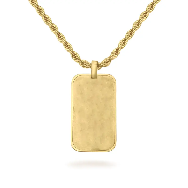 Vente en gros Logo personnalisé gravé nom initiales étiquettes de chien en acier inoxydable Rectangle pendentif collier pour unisexe