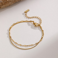 Collier et bracelet superposés en chaînes serpent et lèvres, plaqué or 18 carats, pour femme, bijoux tendance TGXL14293