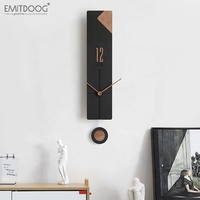 Emisdoog-Reloj de pared de péndulo negro para decoración de dormitorio, moderno, de oscilación, artesanía de madera, DIY, arte de la India, gran oferta