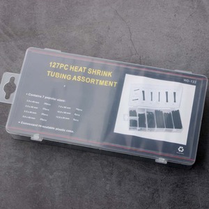 Black Flame Retardant Heat Shrink Tubing 127pc Transparent Box Kit Insulation Protection Home Use - Product Image 2