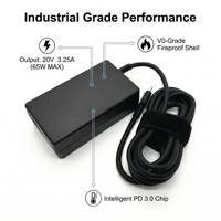 Chargeur universel pour ordinateur portable USB-C 65W PD 3.0 Adaptateur secteur compatible avec ThinkPad Yoga XPS Spectre MacBook Air 20V 3.25A