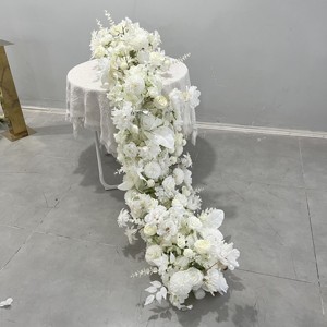 A-FR108 Vente en gros de chemins de table artificiels pour mariage, chemins de table en soie, fleurs de roses pour la décoration des escaliers - Product Image 5