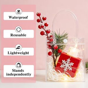 Wholesale Transparent PVC Shopping <b>Tote</b> Bags Packaging - Waterproof <b>Plastic</b> Gift Bags for Food with Custom Logo Print - Product Image 5