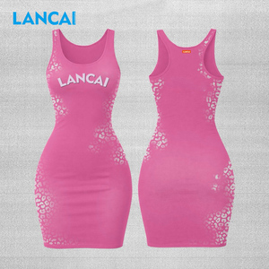 Lancai OEM ODM Service Factory Custom Summer Women's Casual Party Club Out Sleeveless Swrap Bodycon Mini Dress Elegant - Product Image 1