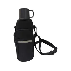 Custom Geïsoleerde Neopreen Nylon Drager Sling Thermische Koeler 2 Zakken Sling Neopreen Water Fles Mouw Voor Sport Wandelen