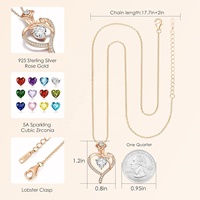 Collier Pendentif Cœur Éternel en Forme de Rose, Zircon, Acier Inoxydable, Laiton Rhodié, Thème Anniversaire, Style Vintage Européen Américain