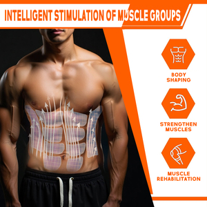 เข็มขัดพลาสติกกระตุ้นการออกกำลังกายที่บ้านพร้อมเครื่องกายภาพบำบัดอินฟราเรดจับเวลา2ชั่วโมงสำหรับผู้ชายผู้หญิงเอวนวดกระชับหน้าท้องสีส้ม - Product Image 6