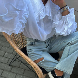 <span class=keywords><strong>Camicia</strong></span> di moda stile coreano <span class=keywords><strong>camicia</strong></span> <span class=keywords><strong>a</strong></span> volant primavera manica lunga <span class=keywords><strong>a</strong></span> <span class=keywords><strong>palloncino</strong></span> <span class=keywords><strong>camicia</strong></span> di cotone bianco - Product Image 4