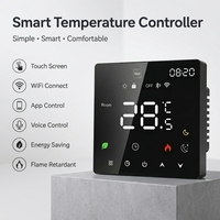 Termostato Inteligente DOMISI con Control Remoto, Wi-Fi, Control por Voz a través de Aplicación, Montaje en Pared, Pantalla OLED, Uso Universal para el Hogar