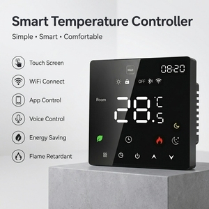 Termostato Inteligente DOMISI con Control <span class=keywords><strong>Remoto</strong></span>, Wi-Fi, Control por Voz a través de Aplicación, Montaje en Pared, Pantalla OLED, Uso Universal para el Hogar - Product Image 1
