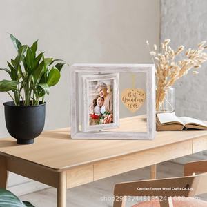 Marco de Fotos Giratorio de Madera de Pino Ecológico, Artesanía Tradicional, Impresión Tipográfica para Decoración del Hogar o Escritorio - Product Image 3