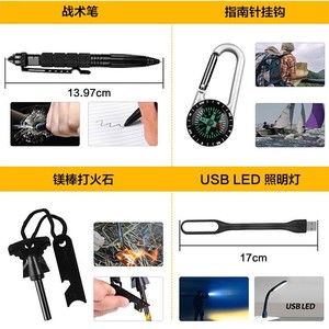 Kit de survie en plein air 60 en 1, outils d'urgence compacts pour le camping, équipement SOS multifonctionnel en acier inoxydable pour la nature sauvage - Product Image 4