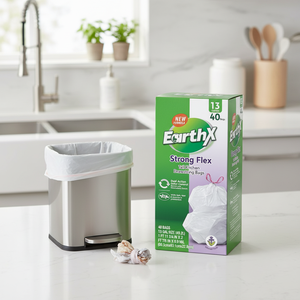 Sacchi per la Spazzatura EarthX Strong Flex da 13 Galloni con Cordoncino, Controllo Odori, per Uso in Cucina, Confezione da 40 - Product Image 3