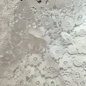 Pháp đám cưới 3D hoa thêu guipure ren vải 100% polyester trắng nước hòa tan ren vải guipure - Product Image 2