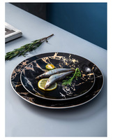 Assiette en céramique écologique de Style nordique pour une utilisation au restaurant salade et plat à steak de mode en gros avec motif en marbre