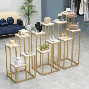 Foshan Factory Direct Made Lady Shop Garment Shoe Stand Display Rack, Steel Wood Display Table
