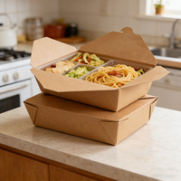 Boîtes alimentaires jetables biodégradables en papier kraft personnalisées pour les restaurants de sushis et de nouilles