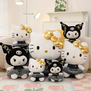 Zwart Goud Serie Kuromi Kitty Knuffels Pop Actie Figuur Kitty Actiefiguur Trouwpop Actiefiguur