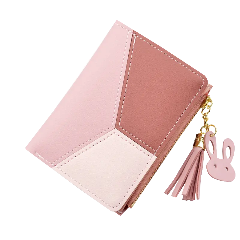 2024 Hot Selling Women's Zipper Wallet Student's Korean Style Contrast Color Fashion Short Tassel Wallet