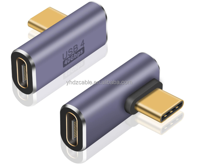 USB C Right Angle Adapter 100W USB C Adapter 40Gbps Support 8K 60Hz Video Display for Thunderbolt 4 USB 4 HUB Docking Tablet