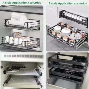Modern Three-Section Guide Kitchen <b>Drawer</b> <b>Slides</b> Steel Tube Pull Basket Damping Track Blue <b>Slide</b> Rail Thickened Buffer Side - Product Image 6