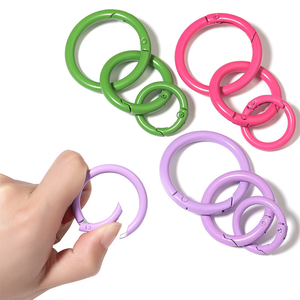 Móc Lò Xo Màu Móc Tròn Carabiner Keychain Túi Clips Móc Kim Loại O Ring - Product Image 1