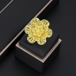 แหวนทองชุบ 24K สไตล์คลาสสิกสำหรับผู้หญิงจาก JXX ดีไซน์รูปทรงเรขาคณิตลายดอกไม้ - Product Image 5